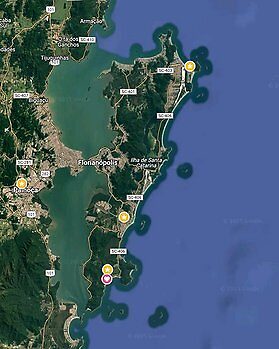 Mapa de situação - localização no sul da Ilha de Santa Catarina