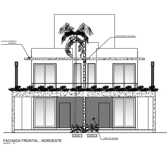 Architectural drawing of the Casas Açores front elevation
