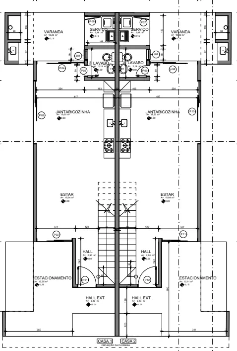 Architectural ground-floor plan for both Casas Açores homes