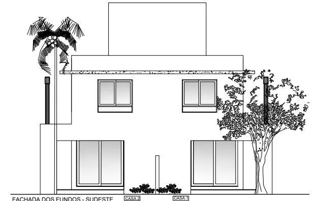 Architectural drawing of the Casas Açores rear elevation